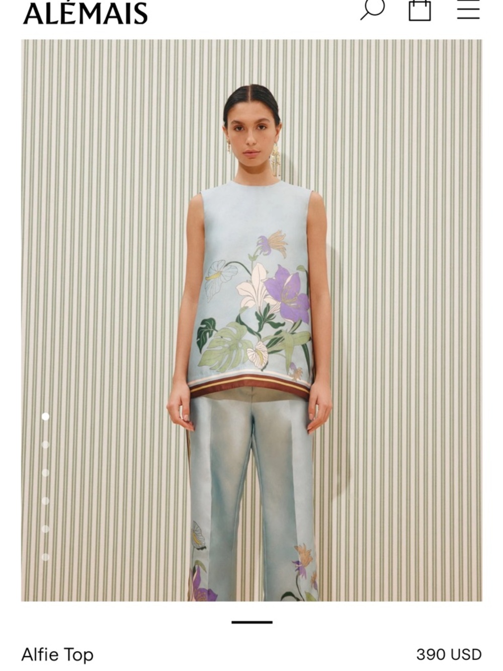 Alemais Light Blue Floral Wide-Leg Pants